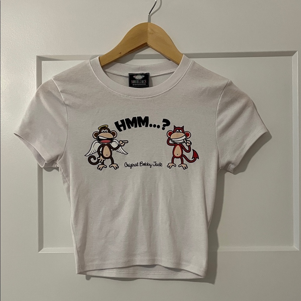 Bobby Jack White Angel Devil Crop Tee